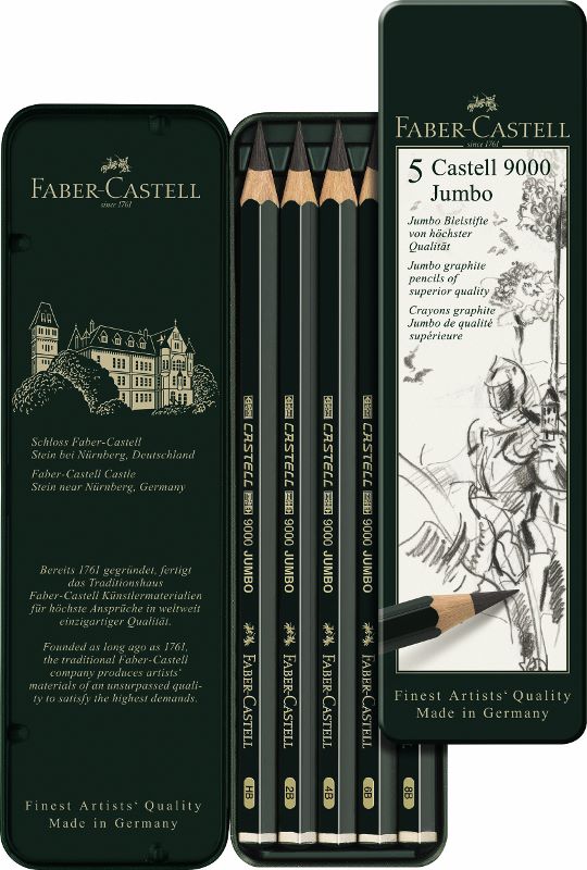 Olovke CASTELL 9000 Jumbo 5 komada - metalna kutija